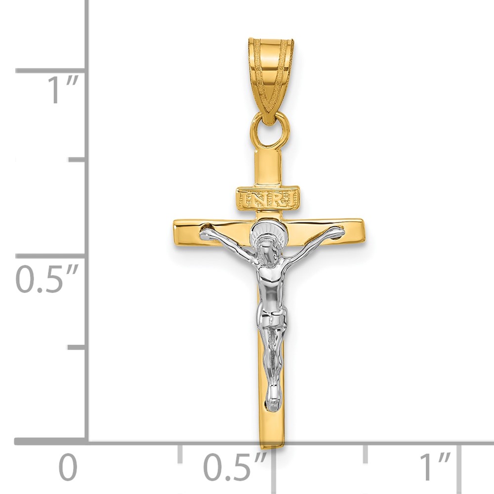 10K Two-tone INRI Crucifix Pendant (10D3669)
