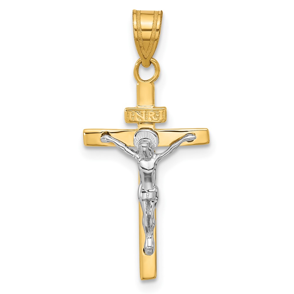 10K Two-tone INRI Crucifix Pendant (10D3669)