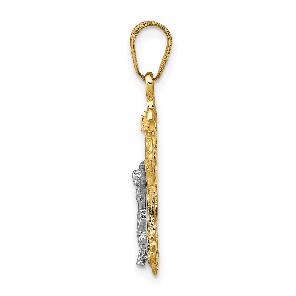 10K Two-tone INRI Crucifix Charm (10D3675)