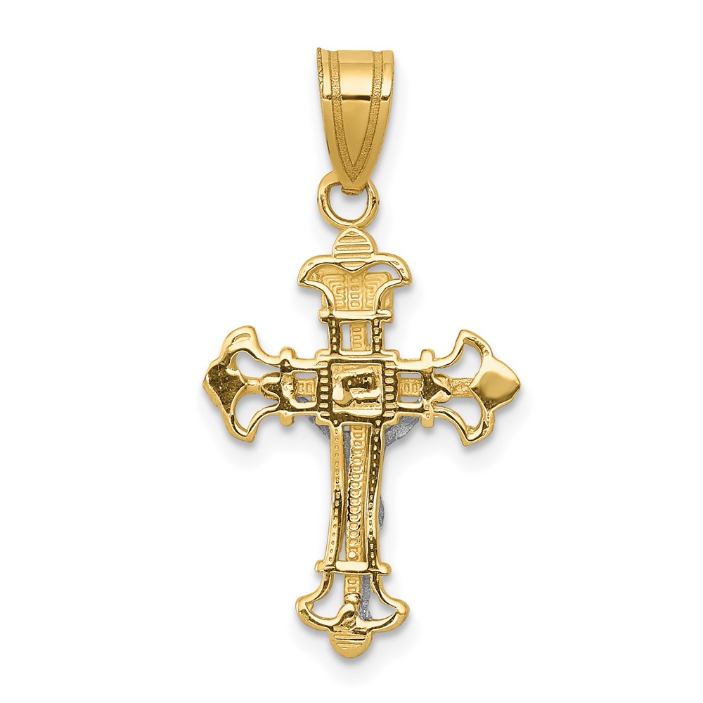 10K Two-tone INRI Crucifix Charm (10D3675)