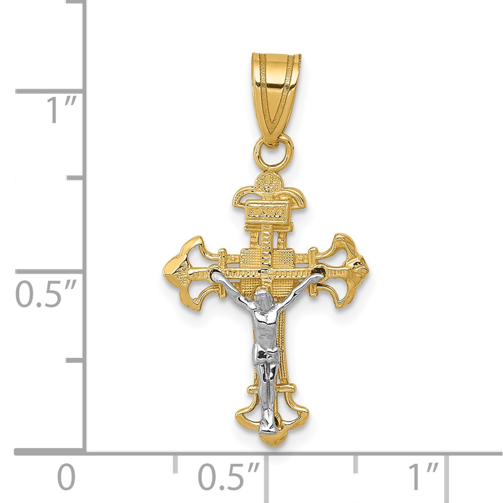 10K Two-tone INRI Crucifix Charm (10D3675)
