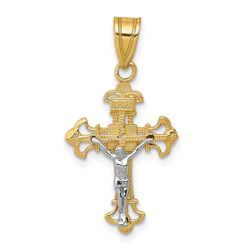 10K Two-tone INRI Crucifix Charm (10D3675)