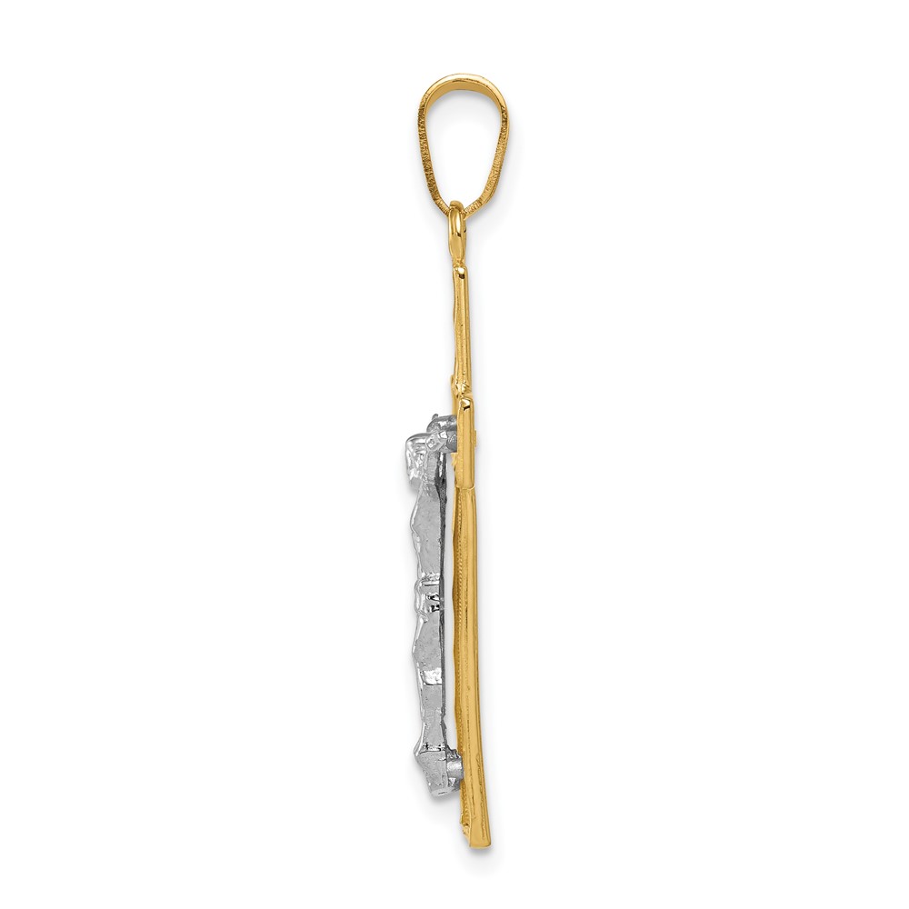 10K Two-tone Diamond-cut Crucifix Pendant (10D3688)