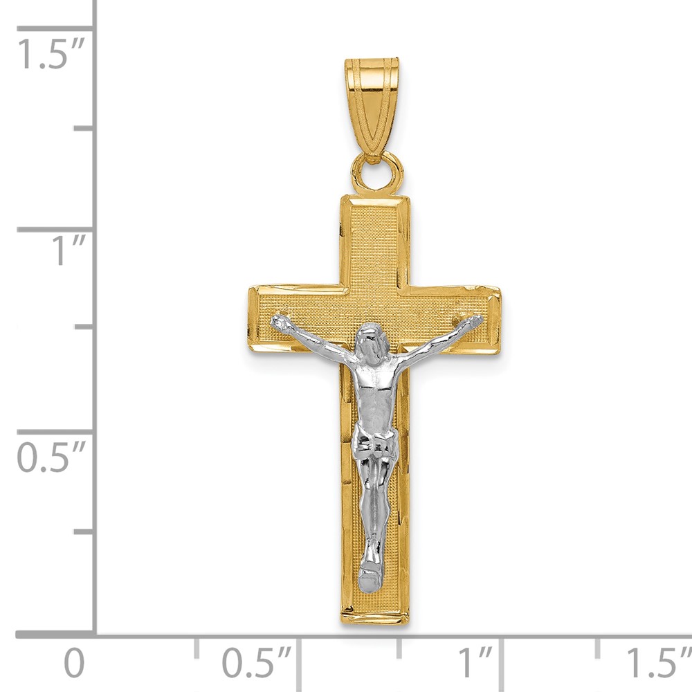 10K Two-tone Diamond-cut Crucifix Pendant (10D3688)