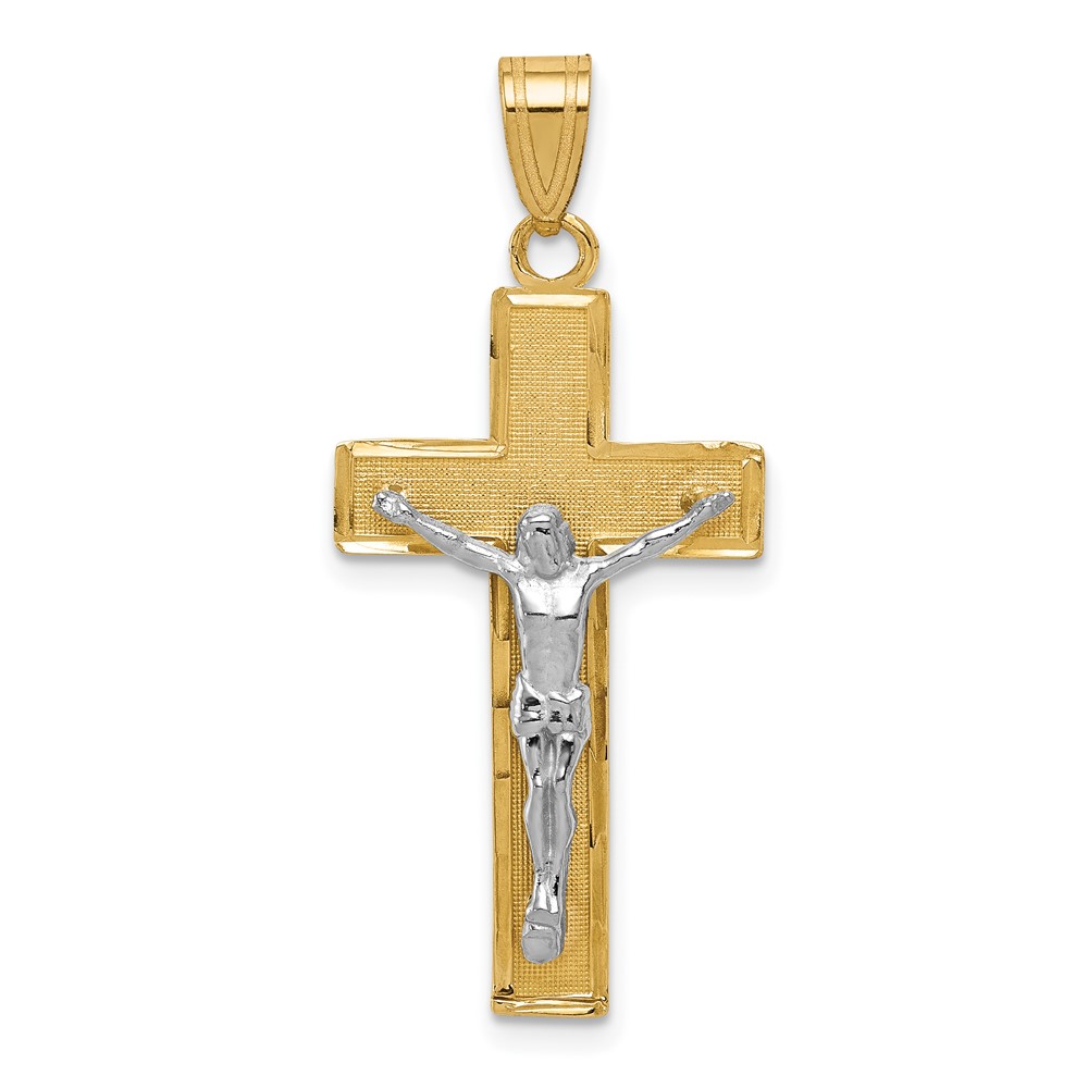 10K Two-tone Diamond-cut Crucifix Pendant (10D3688)