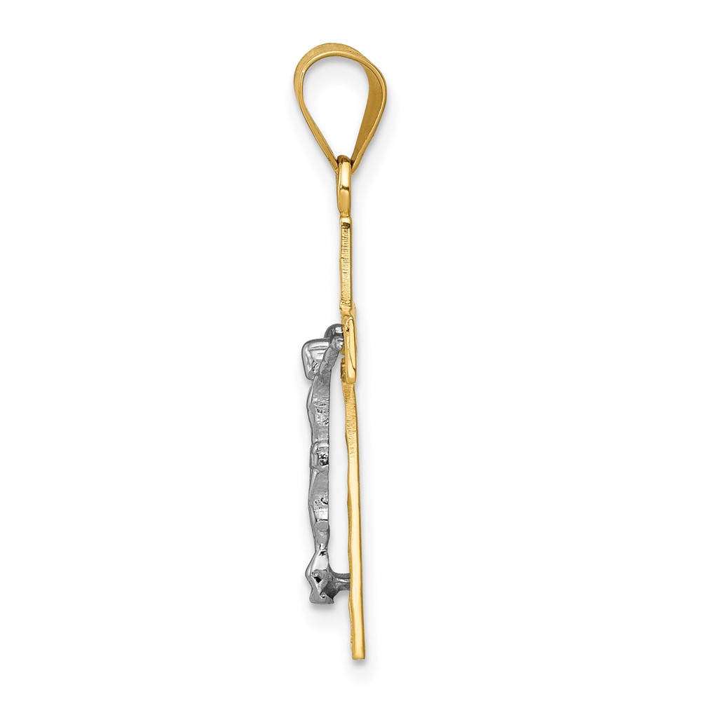 10K Two-tone Diamond-cut Crucifix Charm (10D3689)