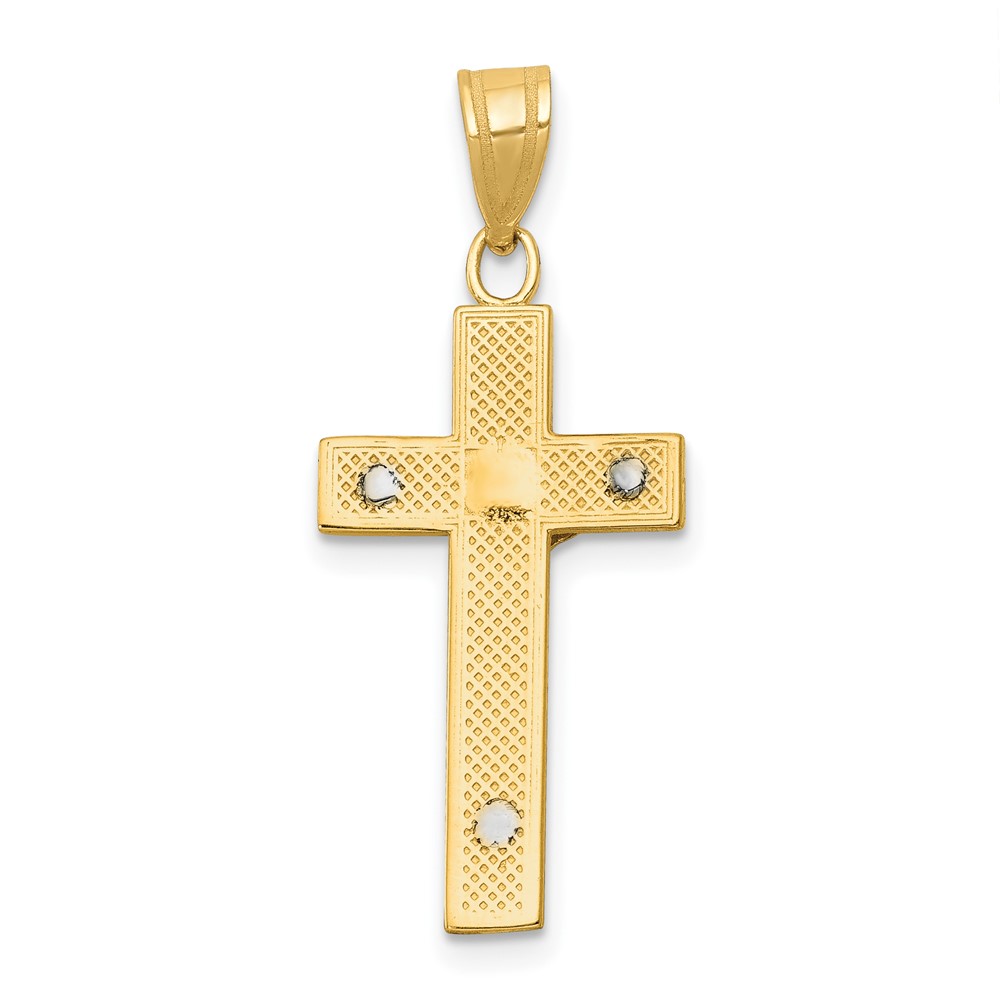 10K Two-tone Diamond-cut Crucifix Charm (10D3689)