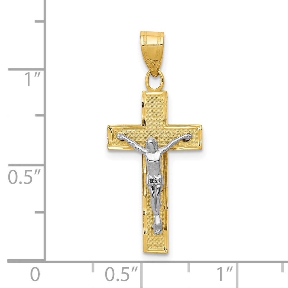 10K Two-tone Diamond-cut Crucifix Charm (10D3689)