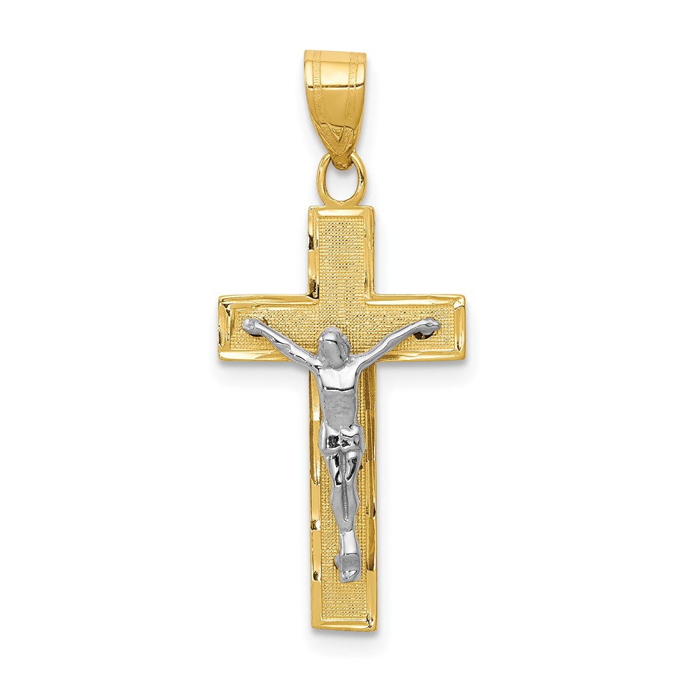 10K Two-tone Diamond-cut Crucifix Charm (10D3689)