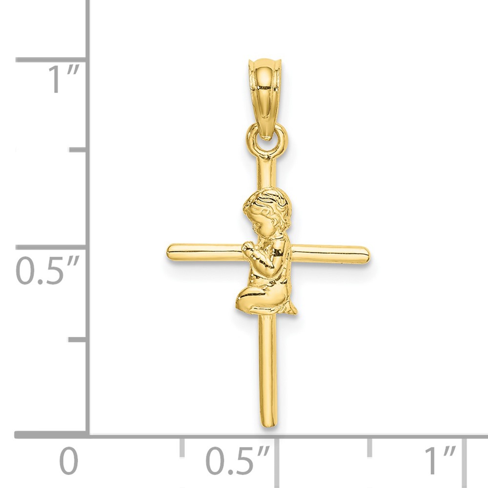 10k Praying Boy Cross Charm (10D3733)