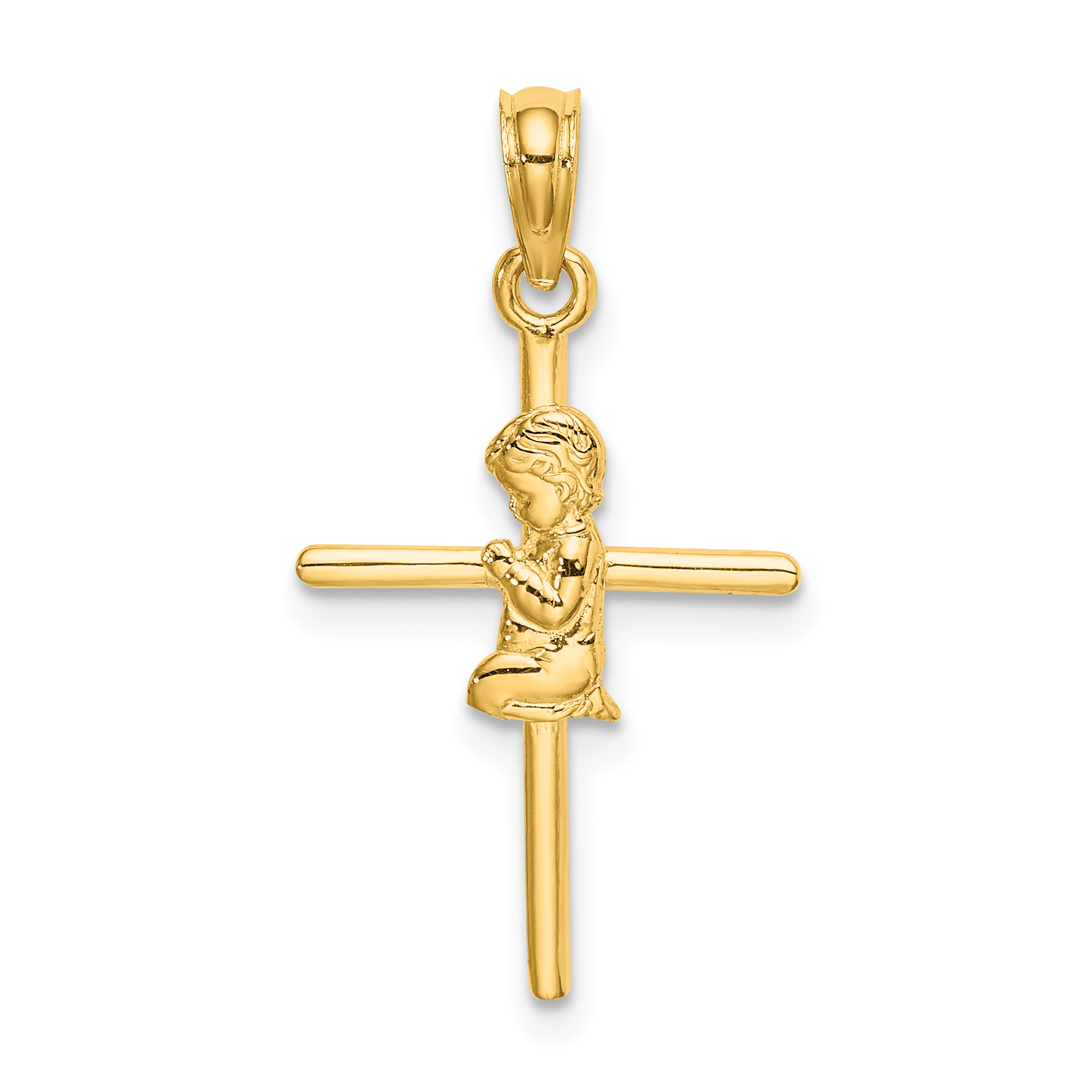 10k Praying Boy Cross Charm (10D3733)