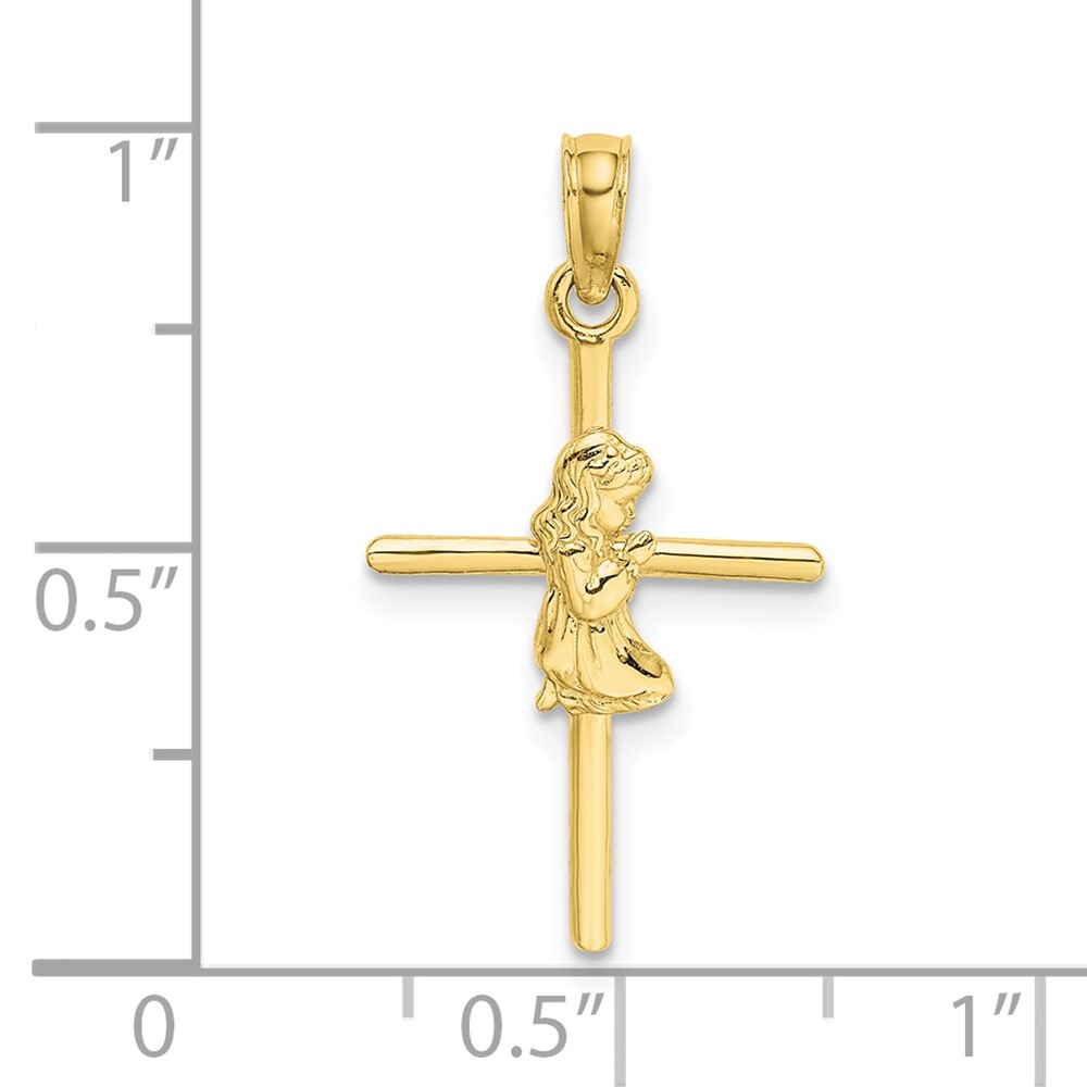 Echt 10kt Gelbgold betendes Mädchen Kreuz Charm - Bild 2 von 4