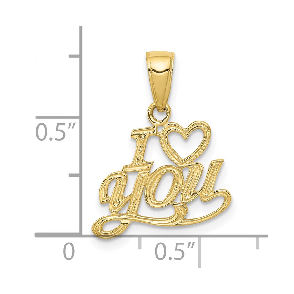10K Polished & Textured I Heart You Pendant (10D3869)