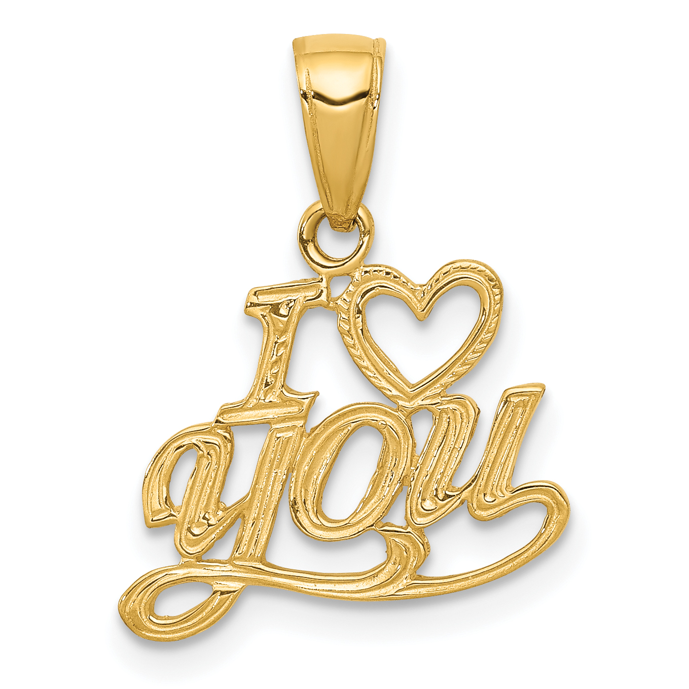 10K Polished & Textured I Heart You Pendant (10D3869)