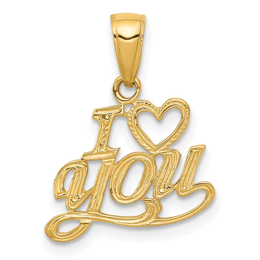 10K Polished & Textured I Heart You Pendant (10D3869)