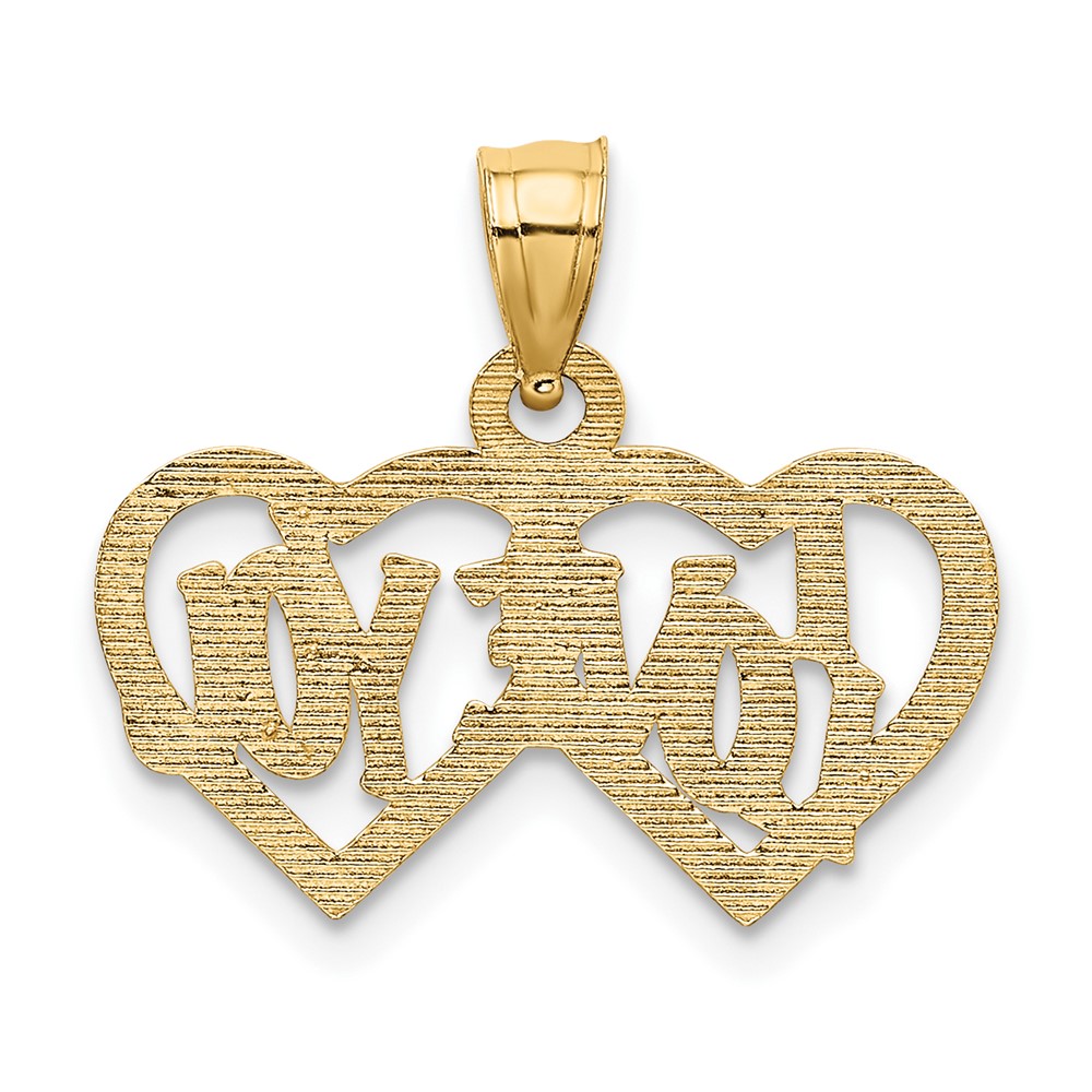 10K Polished /Textured I LOVE YOU Double Heart Pendant (10D3872)