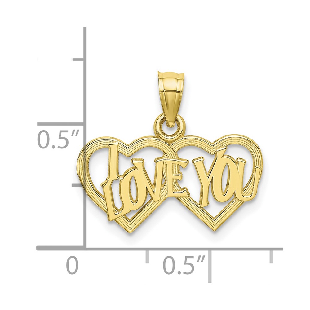 10K Polished /Textured I LOVE YOU Double Heart Pendant (10D3872)