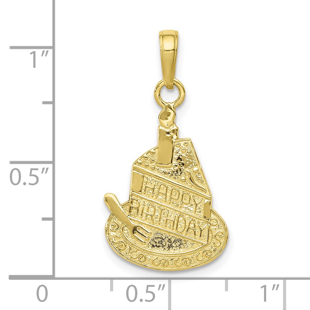 10K Slice Of Cake With Candle HAPPY BIRTHDAY Pendant (10D3921)