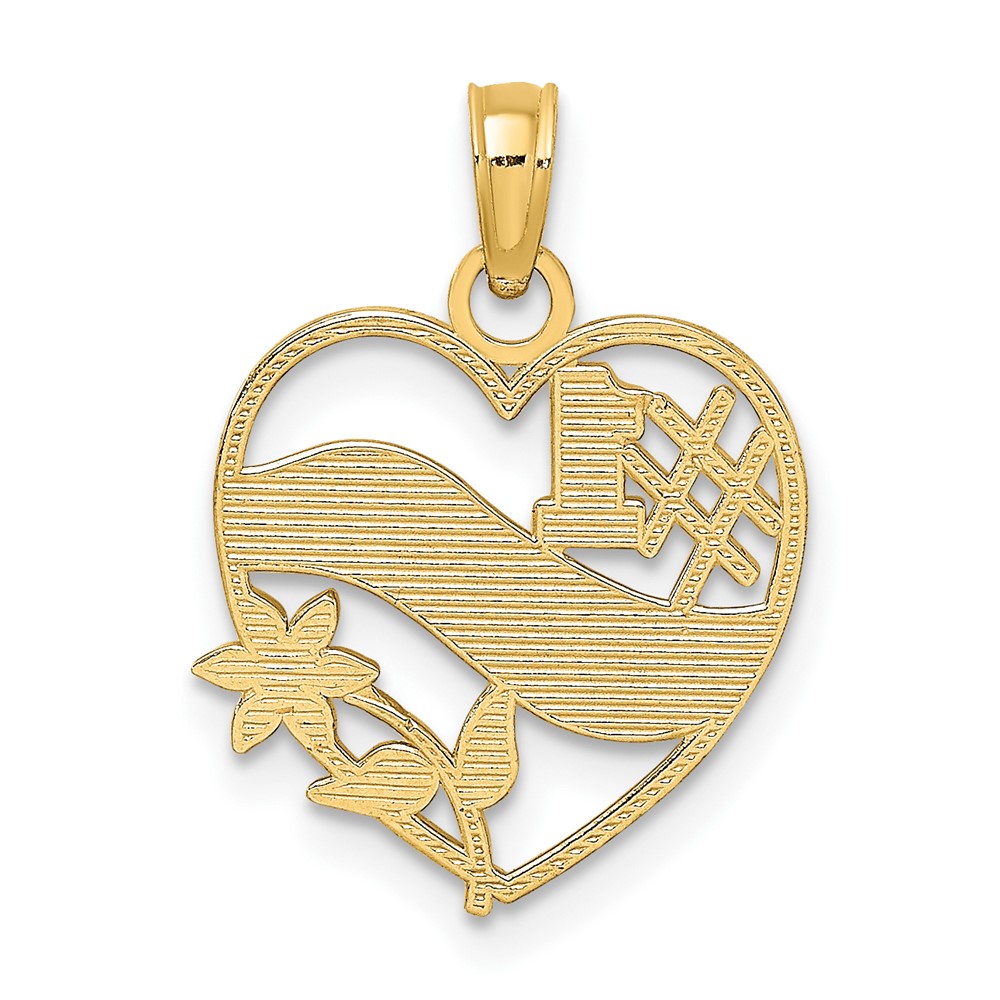 10K #1 MOTHER In Heart Frame Pendant (10D3942)
