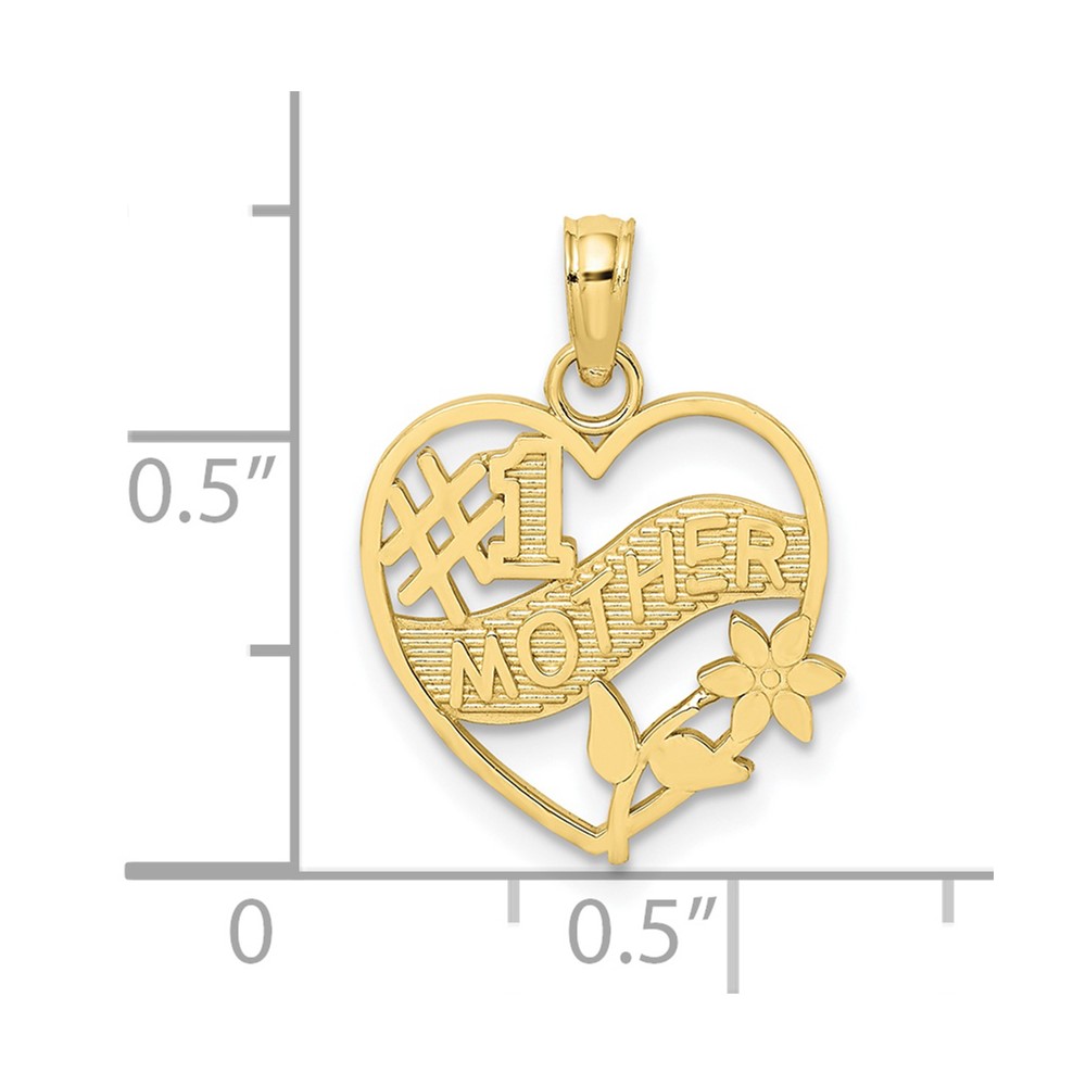 10K #1 MOTHER In Heart Frame Pendant (10D3942)