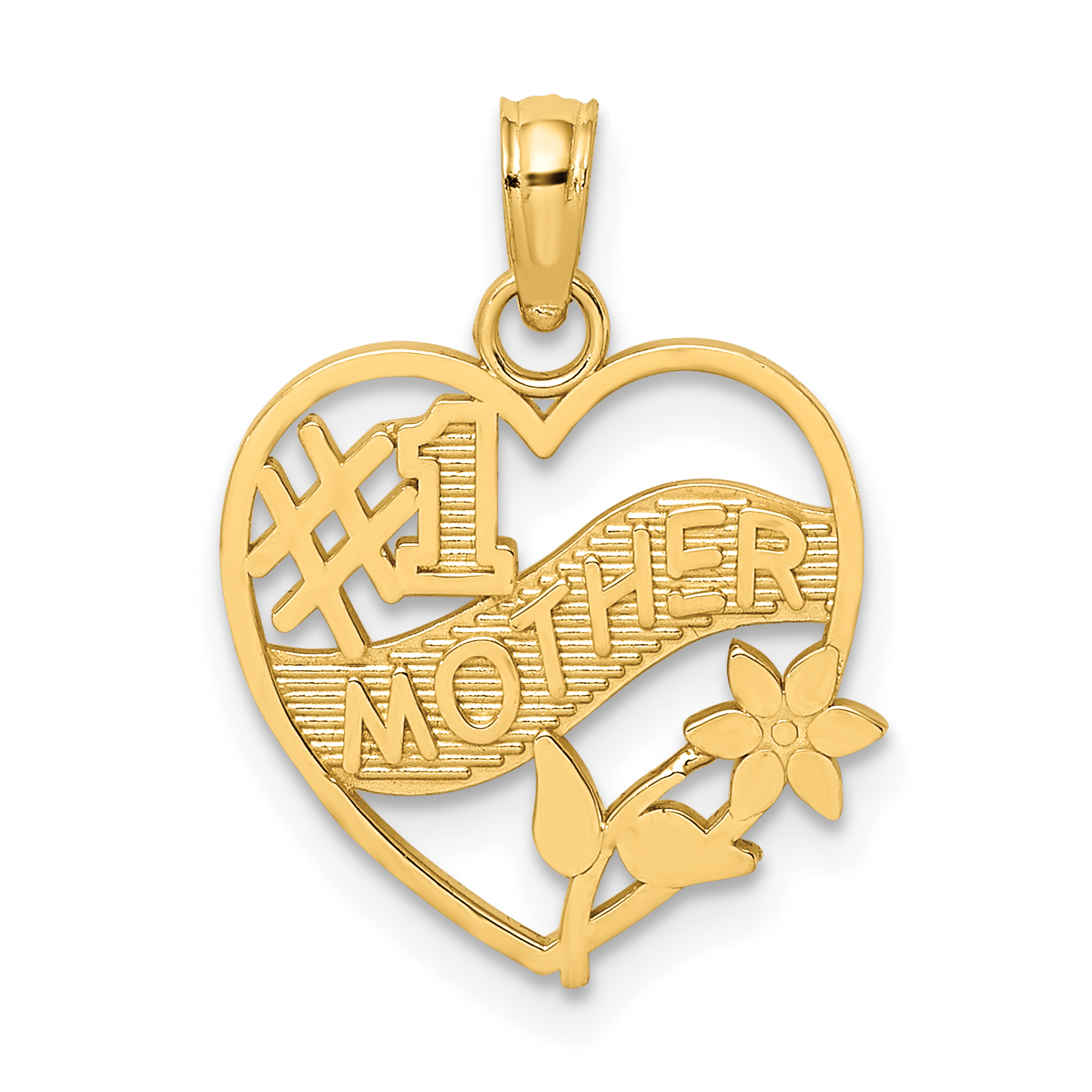 10K #1 MOTHER In Heart Frame Pendant (10D3942)