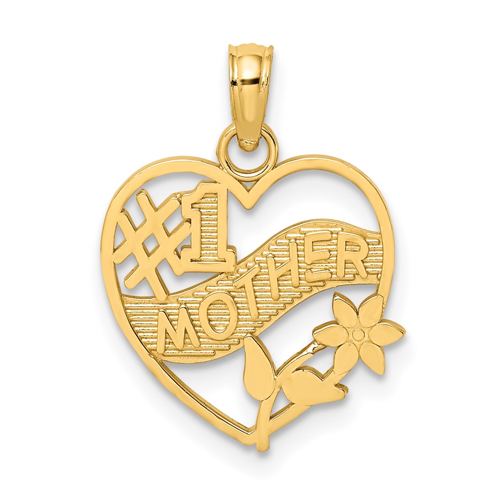 10K #1 MOTHER In Heart Frame Pendant (10D3942)