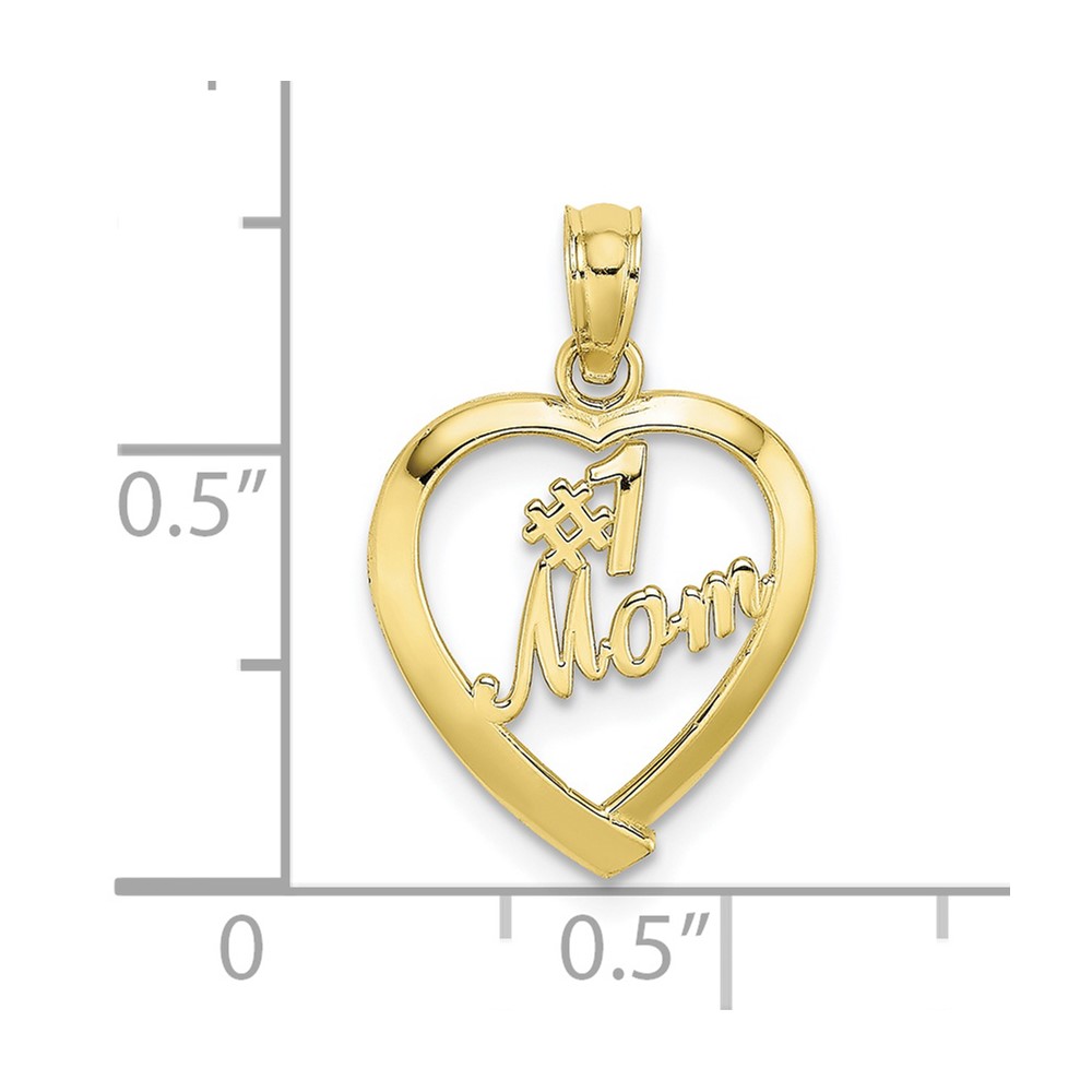10K #1 MOM In Heart Pendant (10D3943)