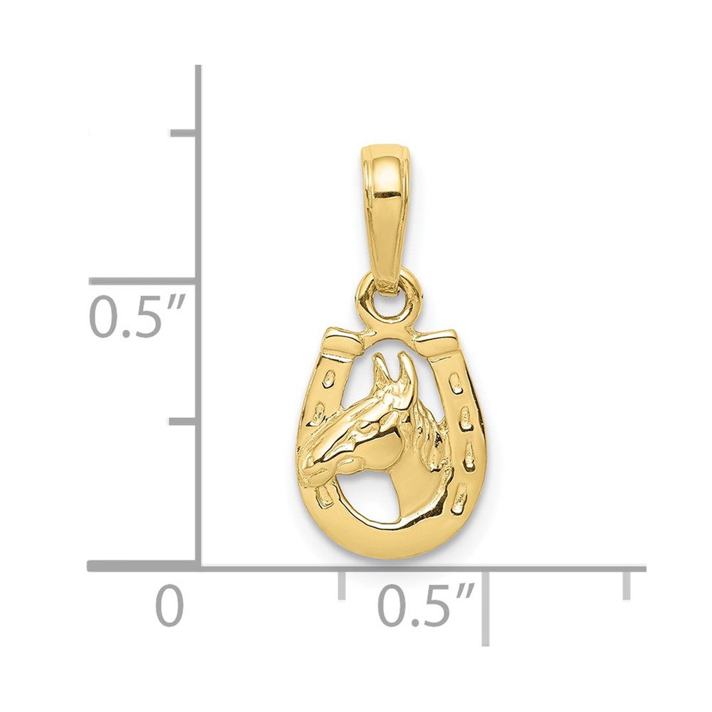 10k Horse Head in Horseshoe Pendant (10D4048)