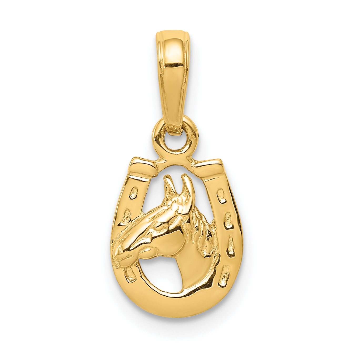 10k Horse Head in Horseshoe Pendant (10D4048)