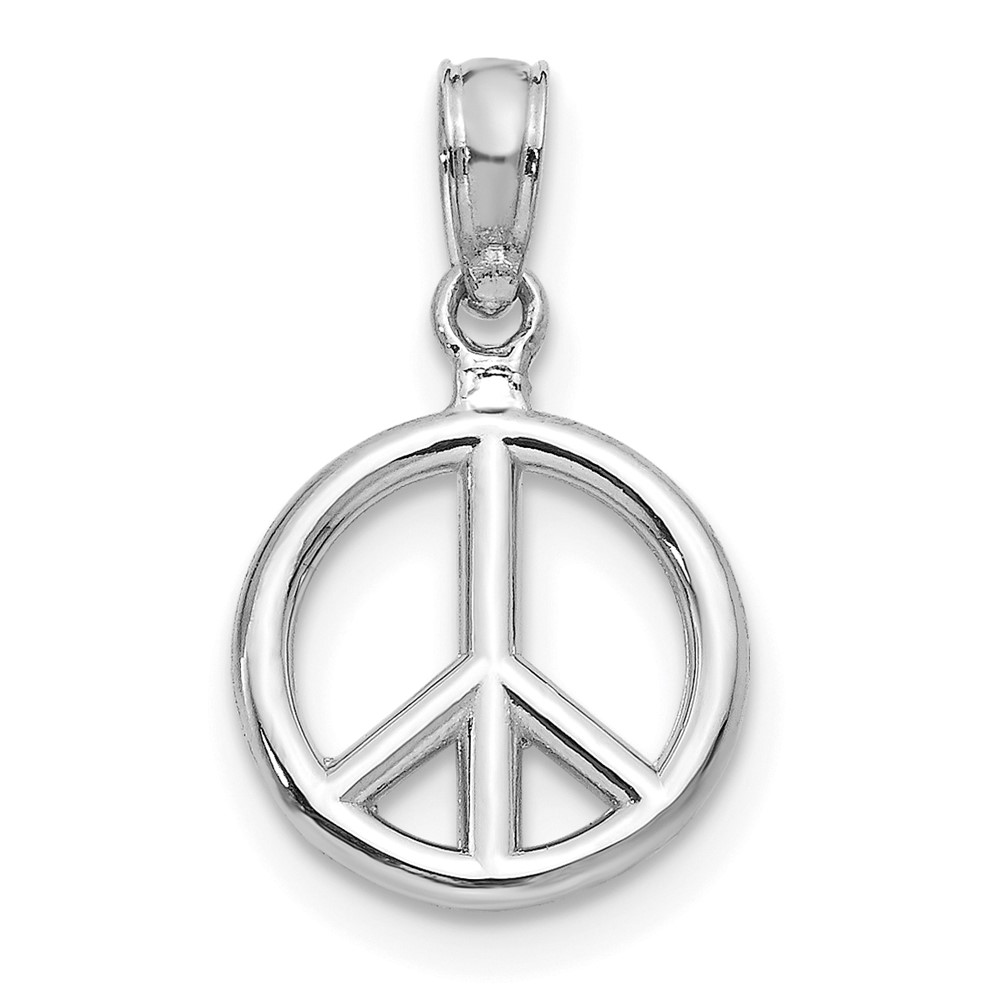 10K White Gold Polished Peace Symbol Pendant (10D4053W)