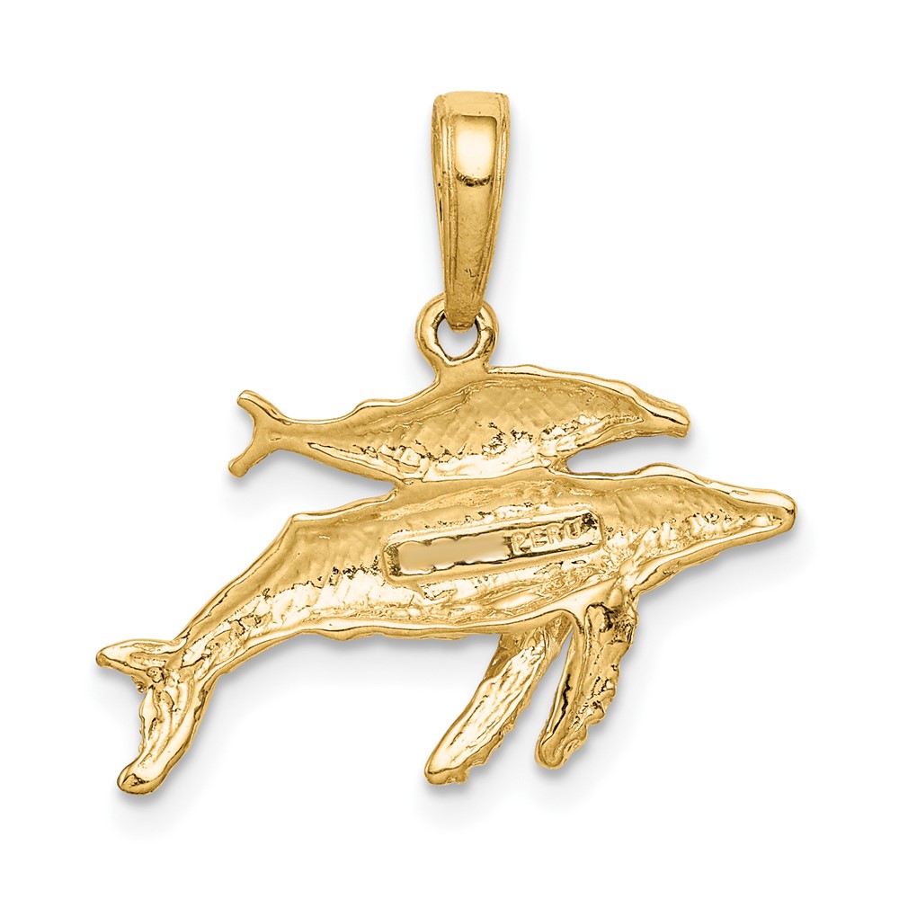 10K Mother and Baby Humpback Whale Pendant (10D4130)