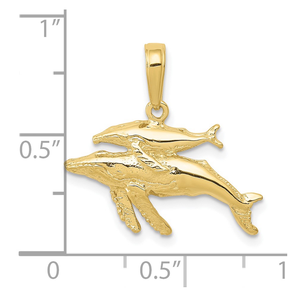 10K Mother and Baby Humpback Whale Pendant (10D4130)