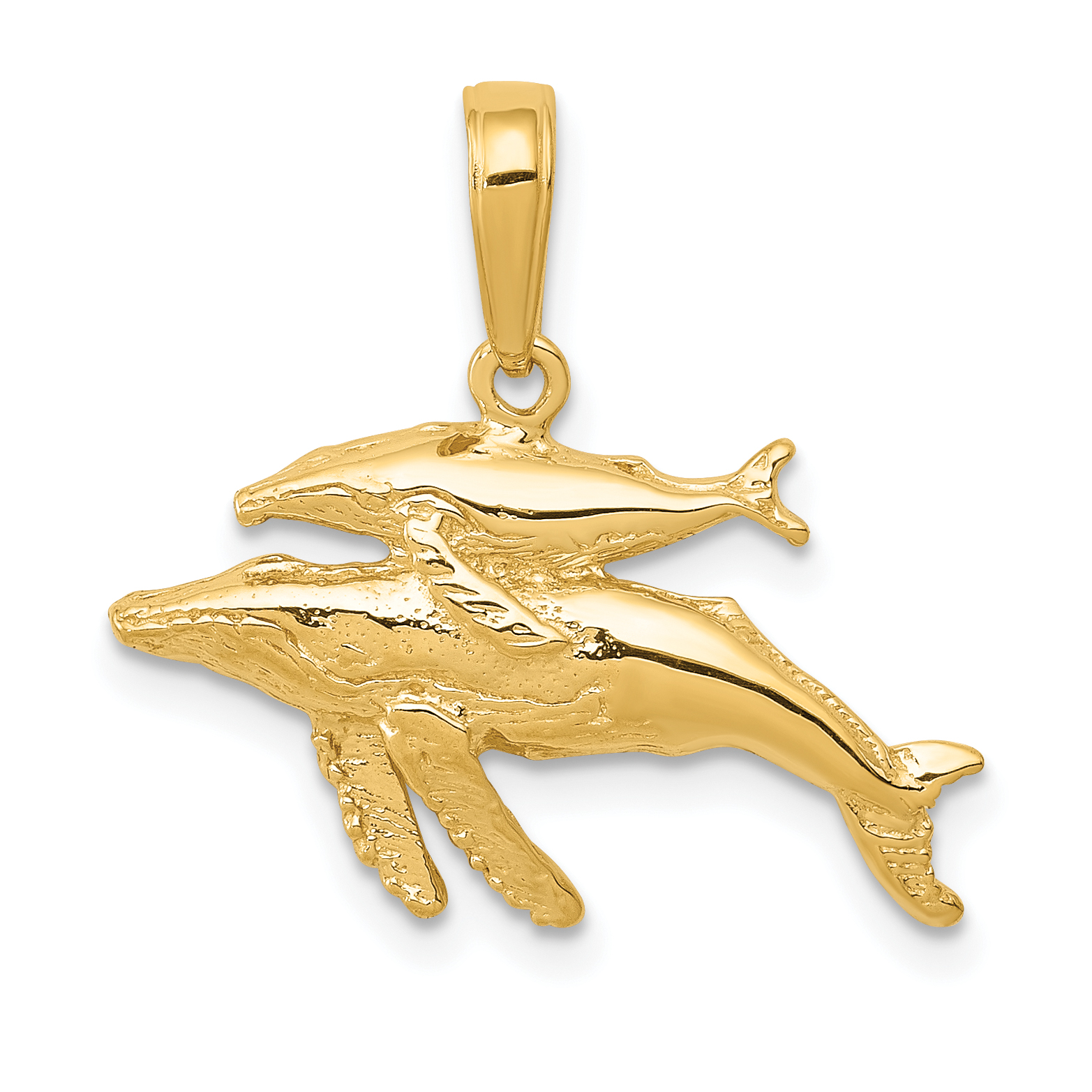 10K Mother and Baby Humpback Whale Pendant (10D4130)