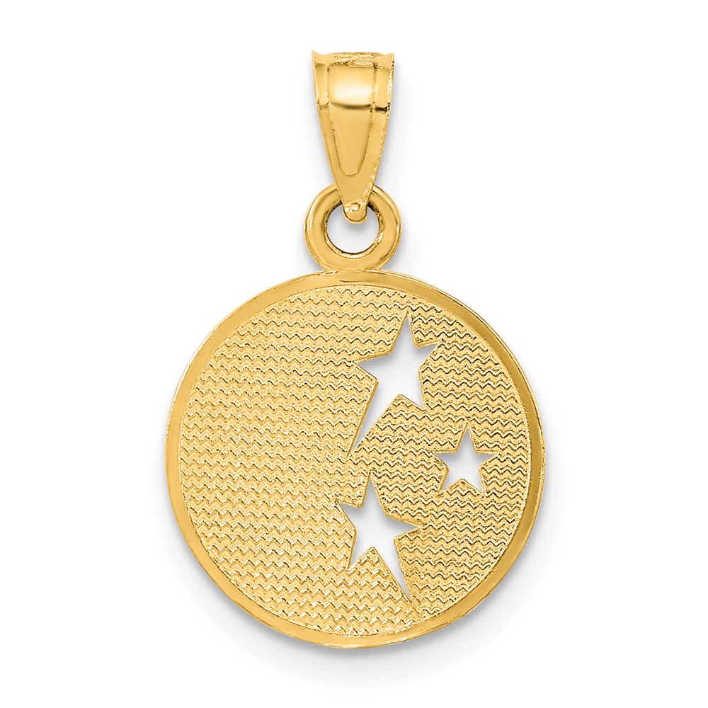 10k Polished Flat-Backed Moon with Three Stars Pendant (10D4184)