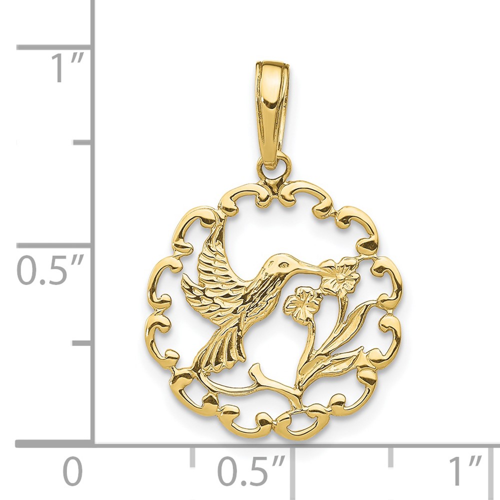 10K Hummingbird w/Flower in Frame Pendant (10D4195)