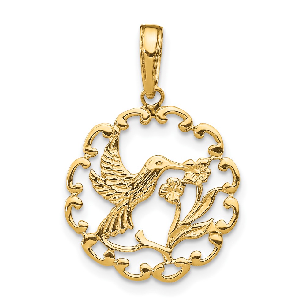 10K Hummingbird w/Flower in Frame Pendant (10D4195)