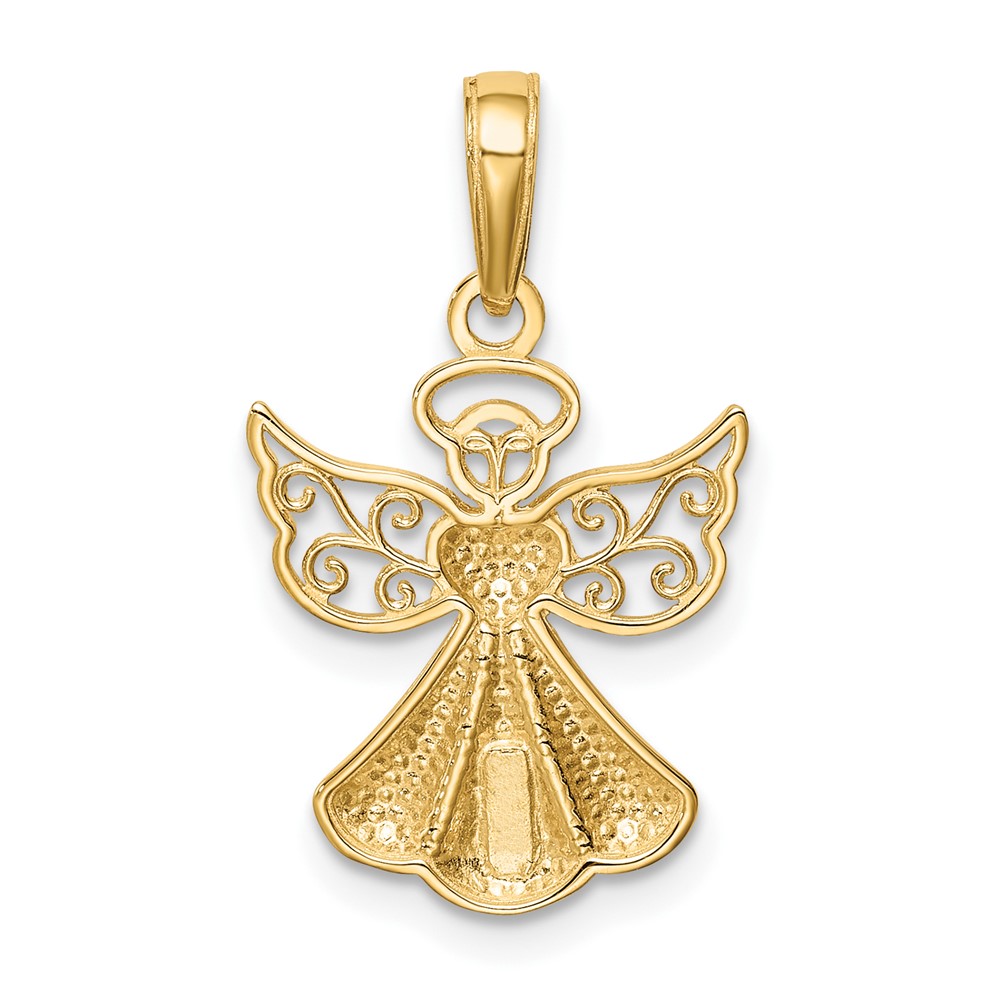 10K Polished Textured Guardian Angel W/Heart Pendant (10D4420)