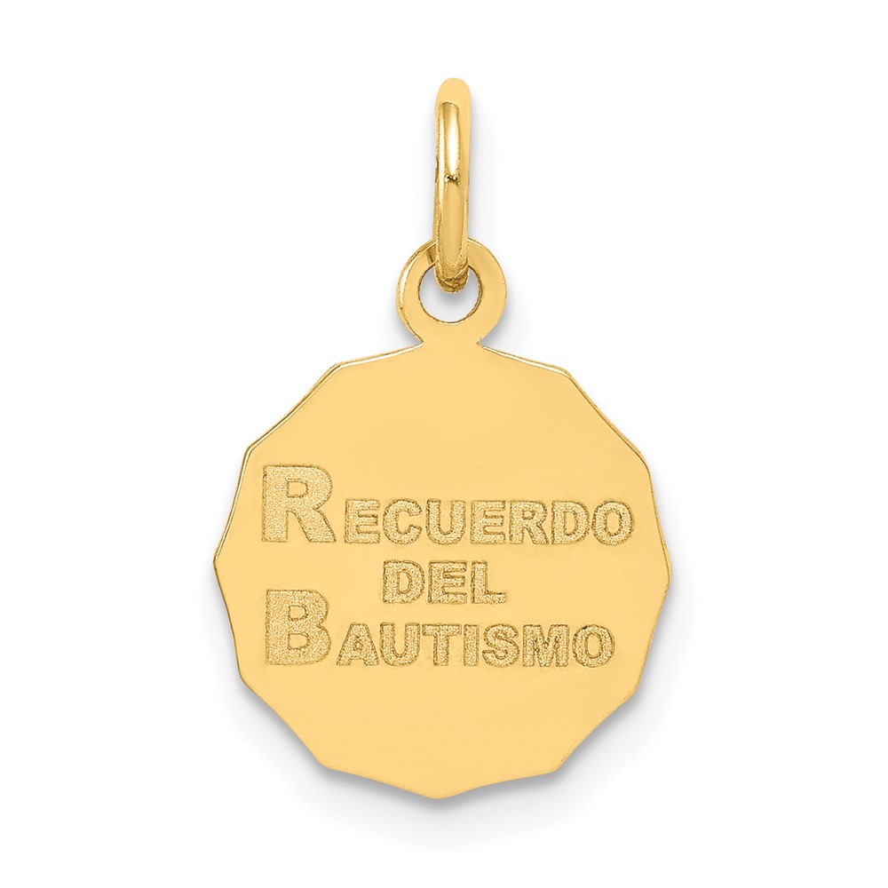 10k Baptism Spanish Recuerdo Del Bautismo on Back Charm (10D535)
