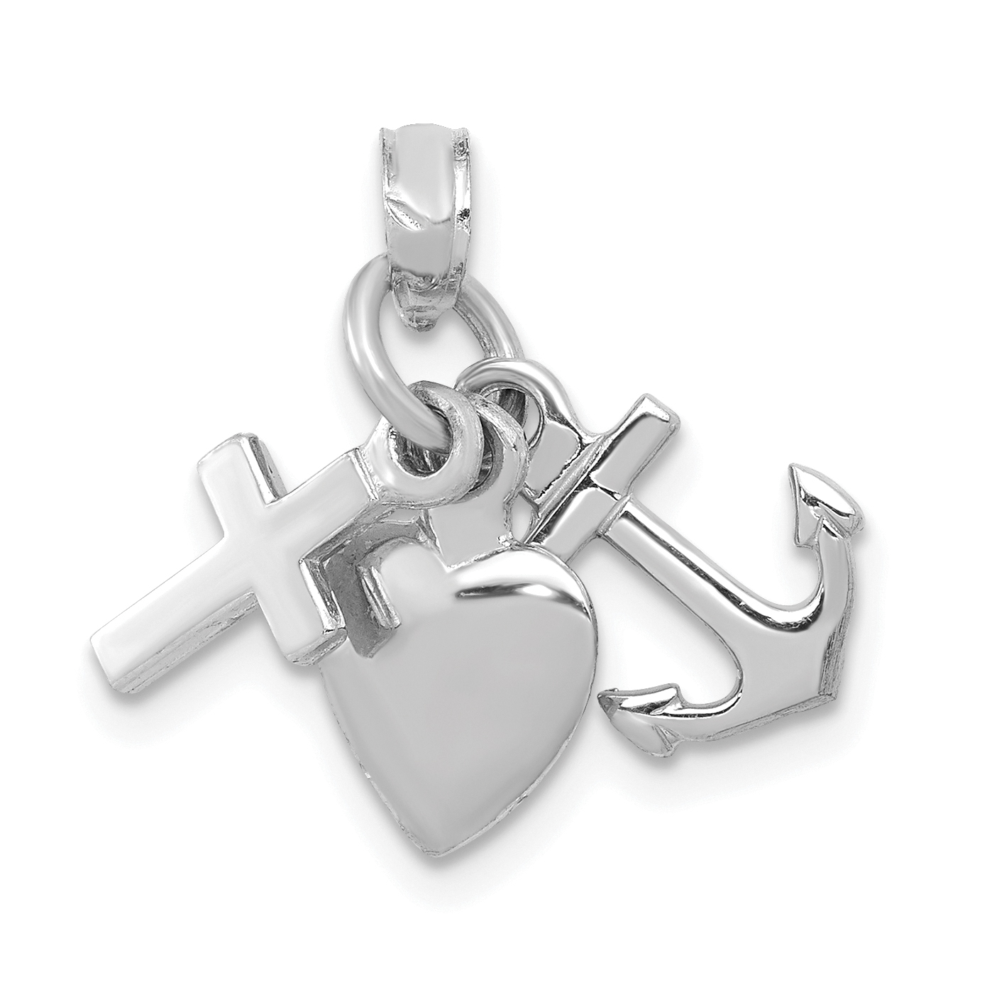 10K White Gold Faith, Hope and Charity Charm (10D988W)