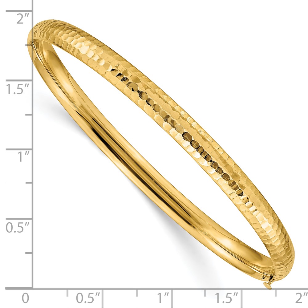 10k 3/16 Fancy Hammered Hinged Bangle Bracelet (10DB106)