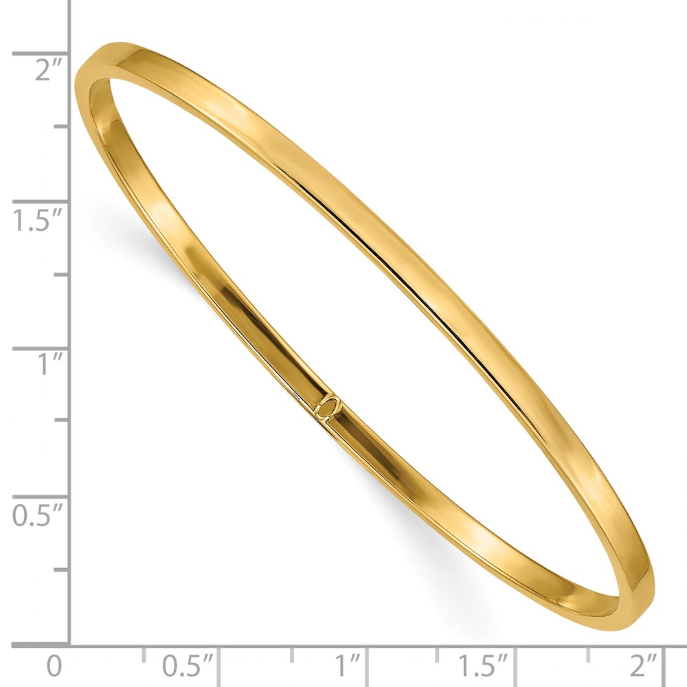 10k 3mm Polished Square Tube Slip-on Bangle (10DB472)