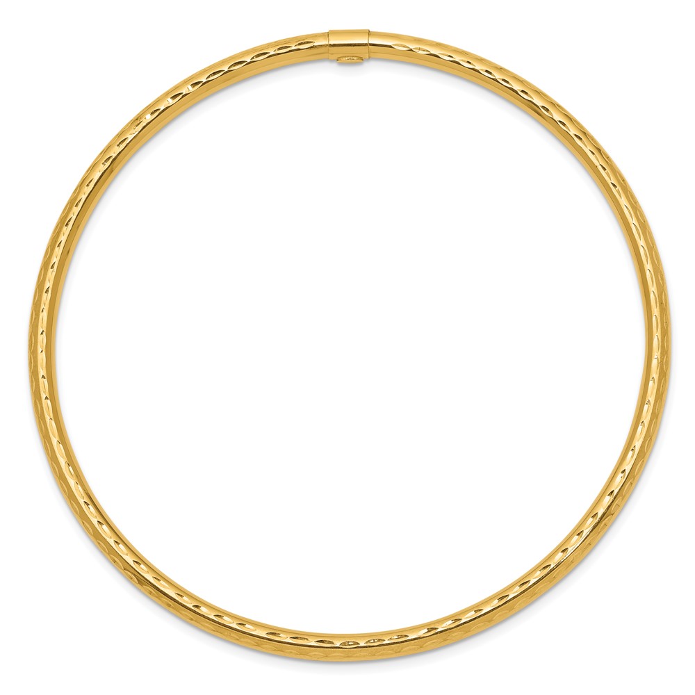 10k 3mm Diamond-cut Tube Slip-on Bangle (10DB477)