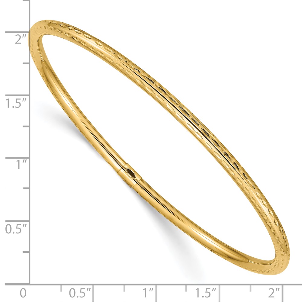10k 3mm Diamond-cut Tube Slip-on Bangle (10DB477)