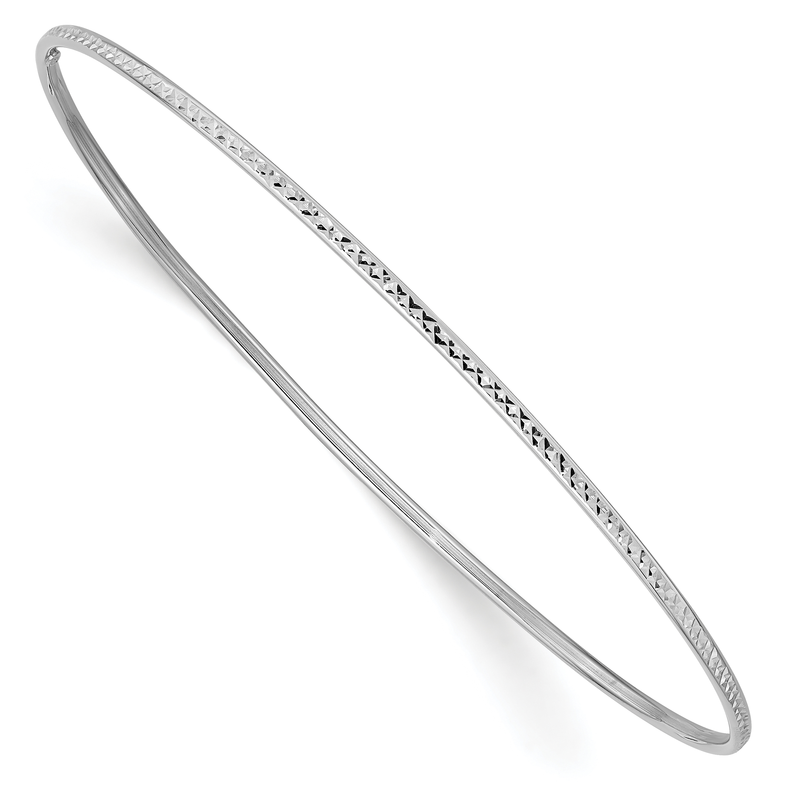 10k 1.5mm White Gold Diamond-Cut Slip-on Bangle Bracelet (10DB546)