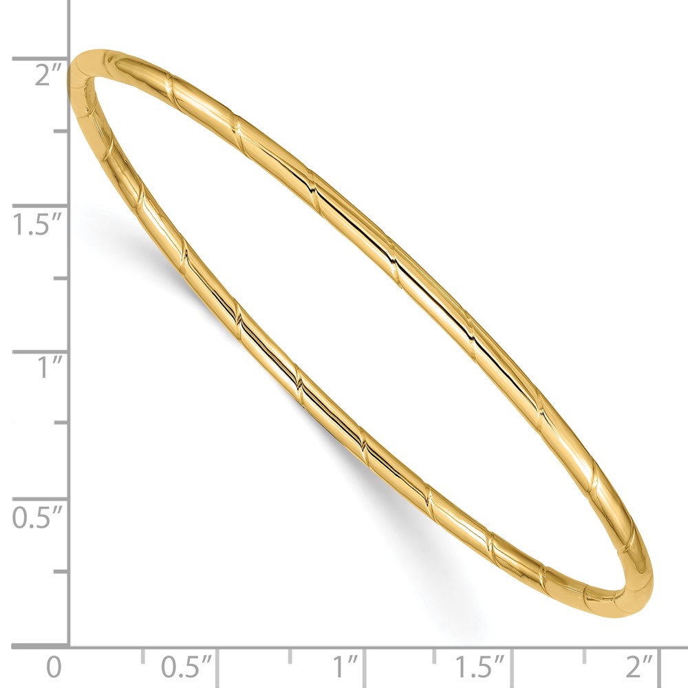 10k 2.5mm Grooved Slip-on Bangle (10DB571)