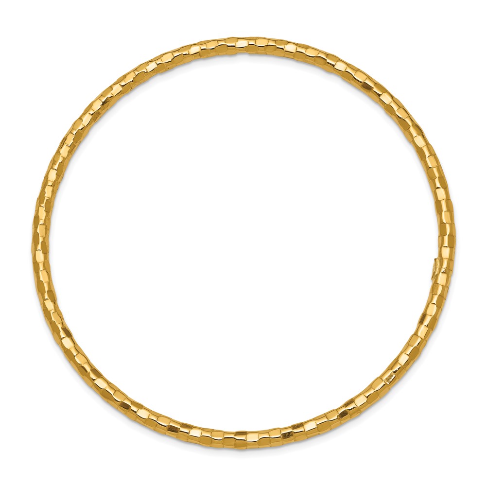 10k Polished Textured Slip-on Bangle Bracelet (10DB585)