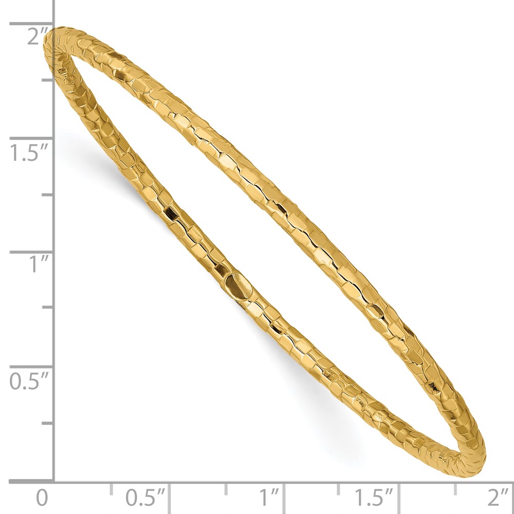 10k Polished Textured Slip-on Bangle Bracelet (10DB585)