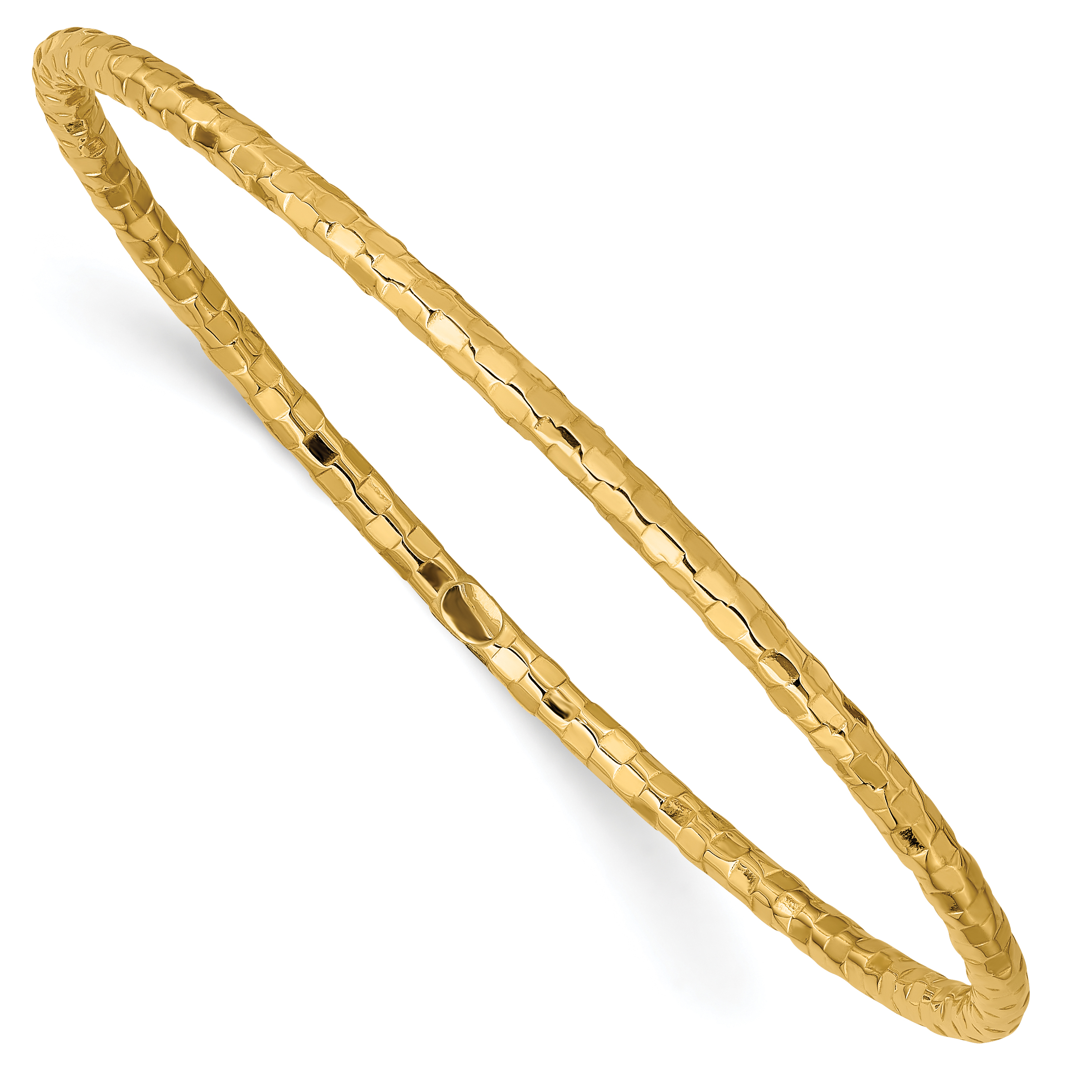 10k Polished Textured Slip-on Bangle Bracelet (10DB585)