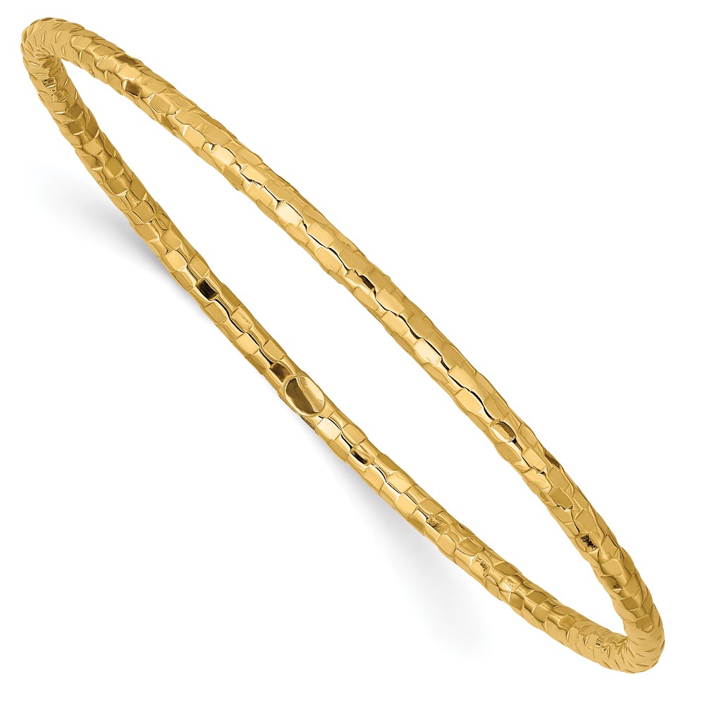 10k Polished Textured Slip-on Bangle Bracelet (10DB585)