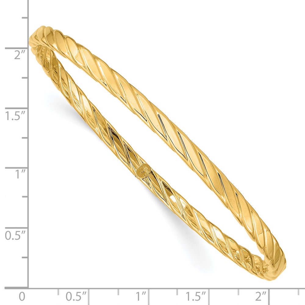 10K 4mm Textured Twist Slip-on Bangle (10DB651)